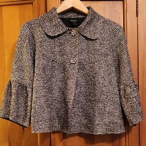 Chic Women's Black and White Tweed Blazer